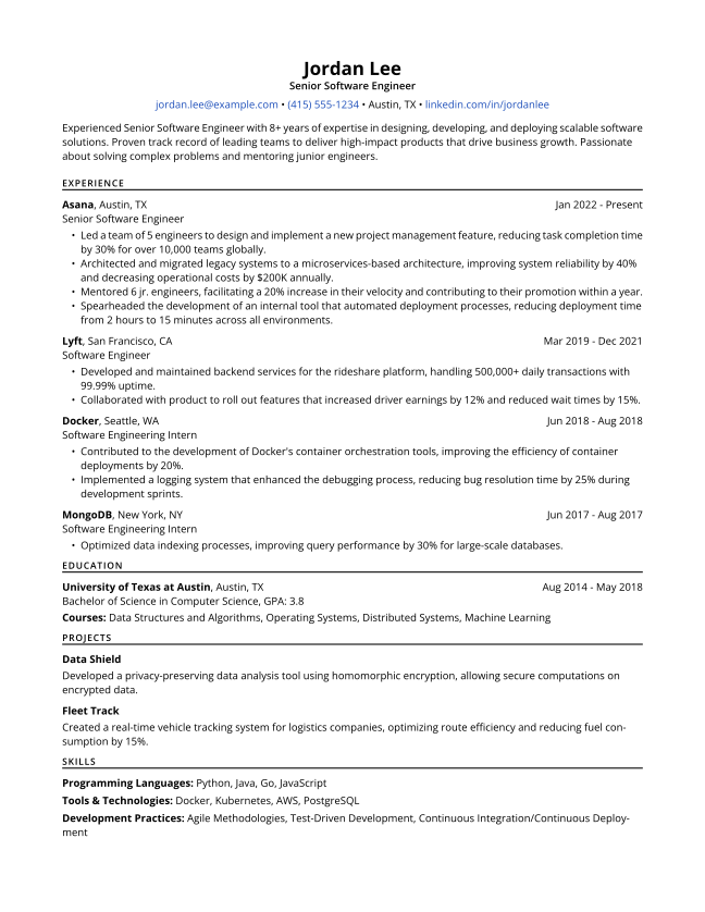 Sample resume