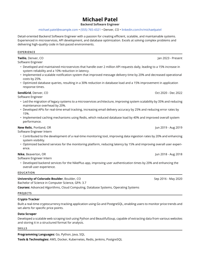 Example resume