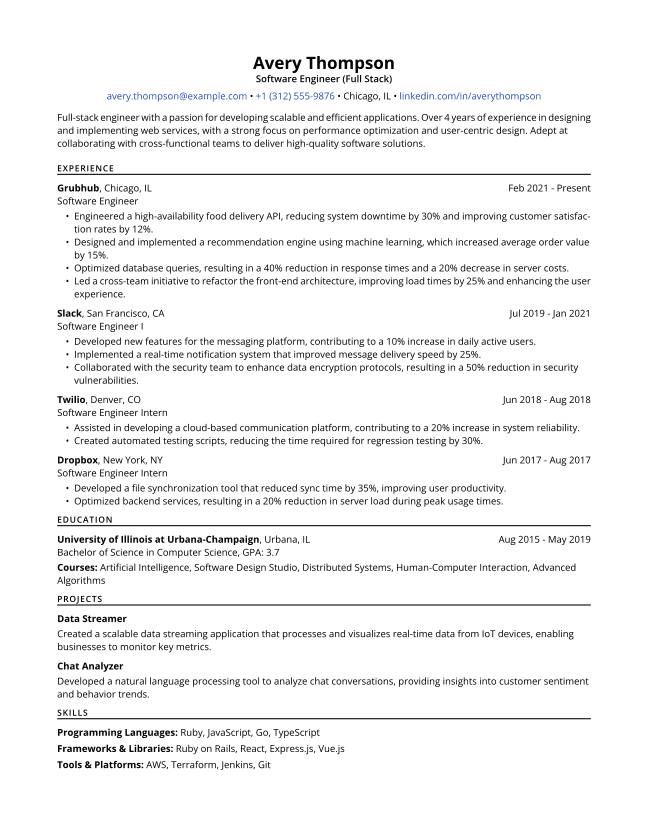 Example resume