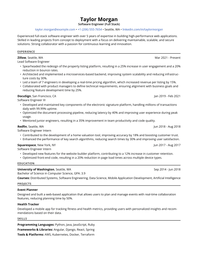 Example resume