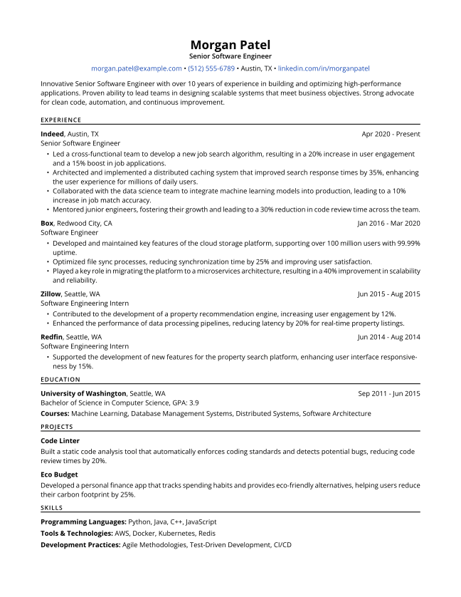 Example resume